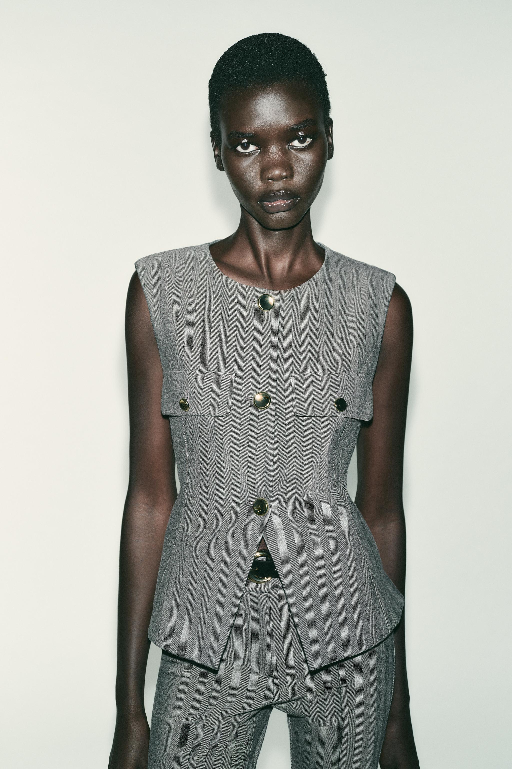 HERRINGBONE FLARED VEST